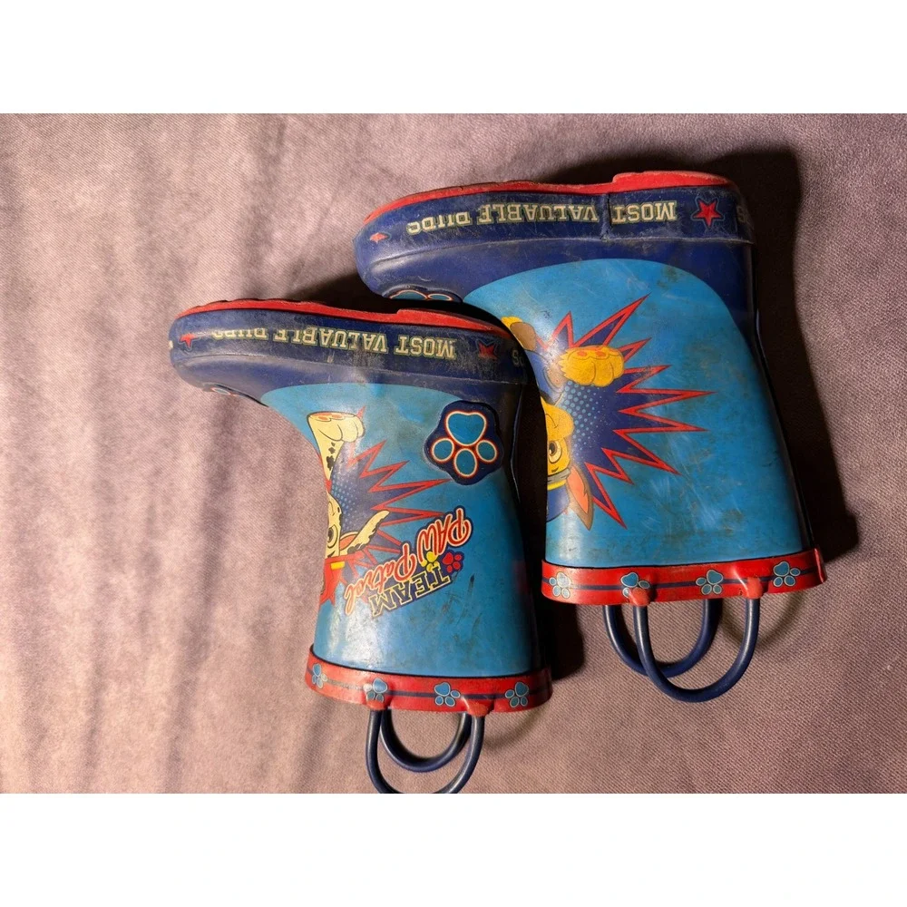 Paw Patrol Toddler Boys Blue Red Rubber Rain Boots Size 5/6 Most Valuable Pups